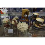 A mixed lot to include Torquay ware, teacups and saucers etc