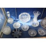 A quantity of Polish cut glass to include wine glasses, bowls, a basket, vases and a decanter