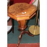 A Victorian walnut octagonal sewing table, circa 1875
