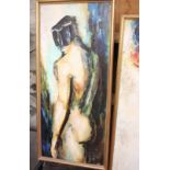 Pete Harris MBE (1923-2009)Male NudeOil on board40cm x 90cm;And another by the same handMale nude in