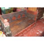 An Indian carved hardwood daybed