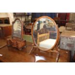 A dressing mirror, 18th century and an 18th century wall mirror and an another two mirrors