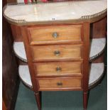 A Louis XVI style marble topped chest with four short drawers 70cm wide