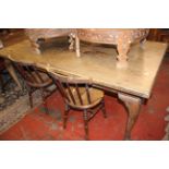 A kitchen table on cabriole legs 197cm length