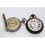 A silver coloured full hunter pocket watch, no. 1018, circa 1900, Swiss lever bar movement, 15