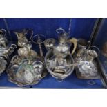 A silver dish and a caddy spoon, 4.3oz. in total and a quantity of plated ware