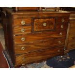 A 19th century mahogany veneered chest of five short and three long drawers, possibly Scottish