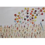 C..V.. Burfield (Contemporary)Race scene with balloonsFelt tip and collage42cm x 58cm