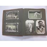 A FIRST HALF 20TH CENTURY ALBUM of sporting postcards, England cricket team and regionals,