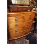 An early 19th Century mahogany bowfront chest with two short and three long drawers 92cm wide