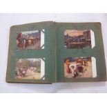 AN EARLY 20TH CENTURY ALBUM with postcards of the Americas, with scenes of local life