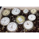 A silver pocket watch, five silver coloured pocket watches, a silver fob watch and two silver