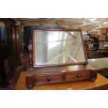 A 19th century mahogany dressing table mirror on base with two drawers