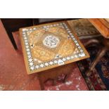 A Damascus marquetry and mother of pearl occasional table