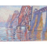 Yvonne Slade (20th Century)'Misty Morning, The Forth Bridge'Oil on boardInitialled lower left19.