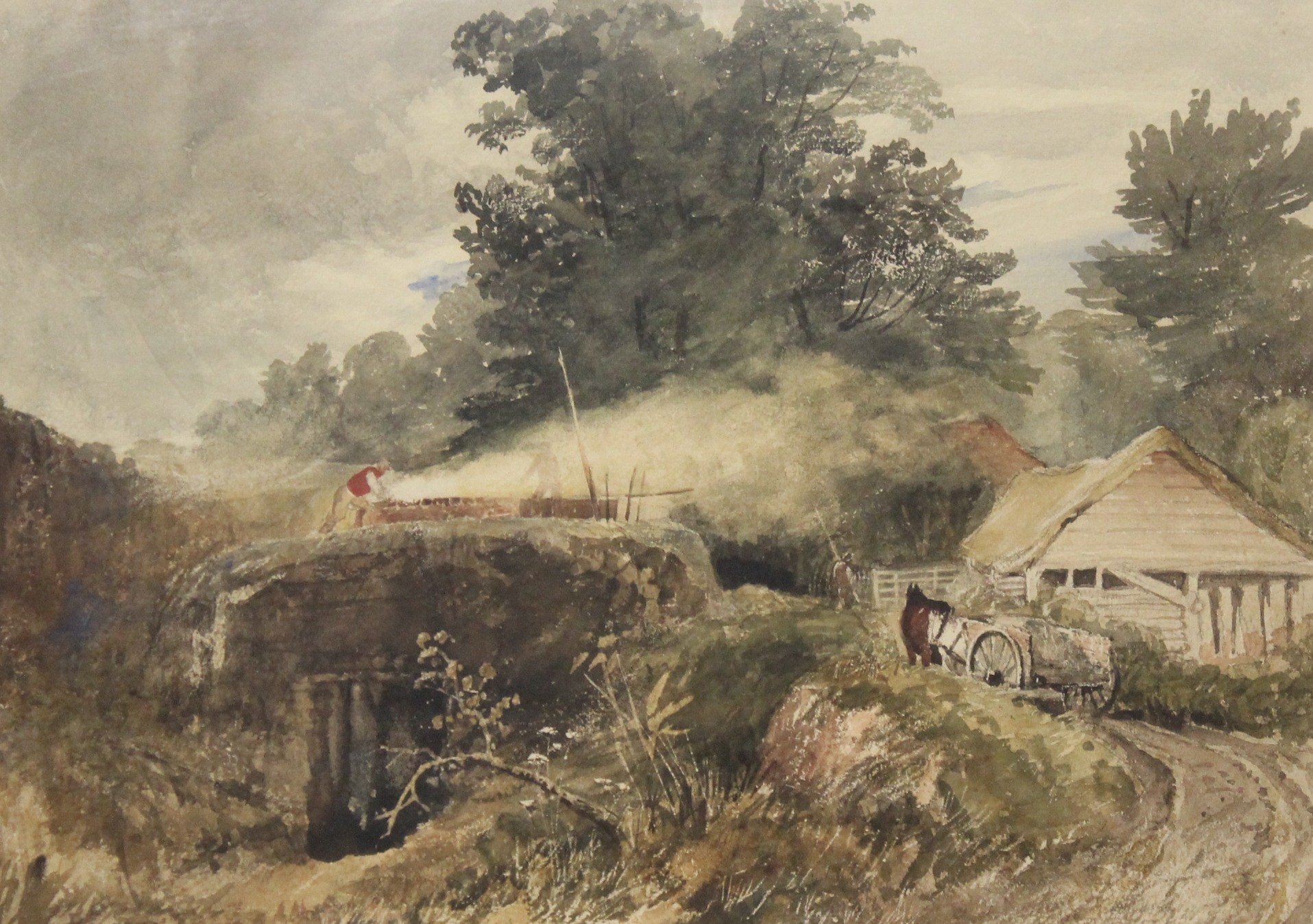 19th Century School Countryside sceneWatercolourUnsigned37cm x 53cm