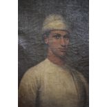 19th Century SchoolHalf length portrait of a man in a white turbanOil on canvasW.Melville signed