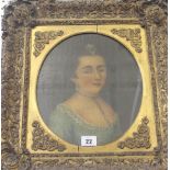 English School/Naive School (19th Century)Head and shoulders portrait of a ladyOil on canvas,