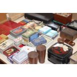 Collectable items to include assorted card packs, lacquer boxes, other boxes etc