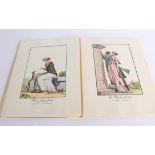 French fashion plates - 'Modes et Manieres du Jour 1798-1808'. twelve prints within a folder,