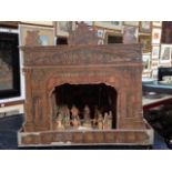 A Victorian wood and card toy theatre, with scenery and figures, 64.5cm high