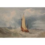 English School (19th Century)Sailing ships at seaWatercolour and bodycolourInitialled and dated 1830