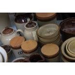 A quantity of assorted Kitchenalia to include a stone ware biscuit barrel, pots etc