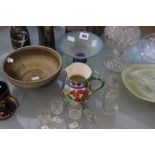 A quantity of Studio Pottery and assorted glassware