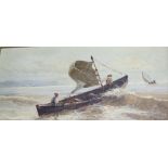 20th Century SchoolFishing in a calm; Fishing in rough seasA pair, oil on artist's tileSigned L