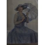 English School (Early 20th Century)'Dorothy Minnie Callender'An Edwardian lady holding a