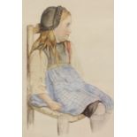 French School (19th Century)Seated portrait of a young girlWatercolourSigned indistinctly lower