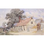 Attributed to David Hall McKewan (1817-1873)Figure by a cottage WatercolourUnsigned27.5cm x 44.5cm