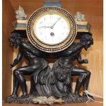 An ebonised and parcel gilt carved wood mantel clock case, probably Italian, mid-19th century,