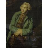 After Joshua Reynolds'Samuel Foole Esq'A reverse coloured print on glass47cm x 34cm