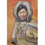 Spencer Roberts (British 1920 - 1997)'Portrait of an Inuit'GouacheSigned and dated 195751cm x 36cm