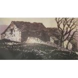 A 20th Century oil on board of a dark night and a 'Wuthering Heights' print (2)