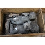 Two lead figure groups of cherubs 66cm high and 46cm high