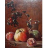 Continental School (circa 1920)Still life with apples and pearsOil on canvas boardIndistinctly