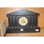 A 19th Century French slate Palladian mantel clock with six columns bearing the name W. Margrett