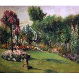 John Falconar Slater (1857-1937)Garden in bloomOil on boardSigned lower right47cm x 58.5cm