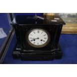 A late Victorian slate mantel clock and barometer (2)