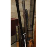 A quantity of assorted fishing rods, a mixed lot of pictures, ceramics glass, books etc and a