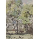 William Dennis Dring R.A. (1904-1990) Landscape with horsesWatercolourSigned and dated 194146.5cm