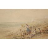 After M.B Foster R.W.S (British, 1825-1899)Children on coastal pathWatercolourInitialled lower