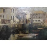 20th Century SchoolHarbour sceneOil on canvasUnsigned 69cm x 78cm