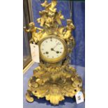 A French gilt-bronze mantel clock in Louis XV style, second half 19th Century, the French eight-