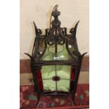 A French stained glass and metal hall lantern late 19th Century (recently re-wired by a certified