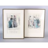 A set of five late 19th century framed and glazed French fashion prints, depicting the 'latest