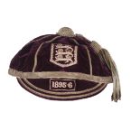 A Gloucester RFU cap, 1895, purple velvet with silver braided three lions to the