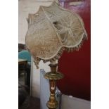 A giltwood stool and standard lamp (2)